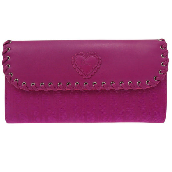 Christian Dior Ethnic Trotter Pattern 02 Lu 0062 Leather/Nylon/Canvas Purple Long Wallet 0848