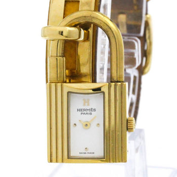 Hermes Kelly Watch Gold Plated Leather Quartz