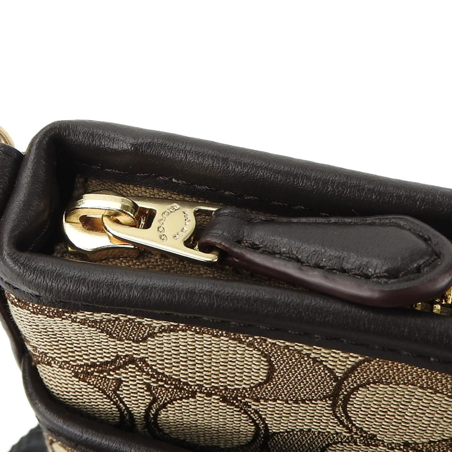 Coach Shoulder Bag F29960 Signature Canvas Leather Beige Dark Brown