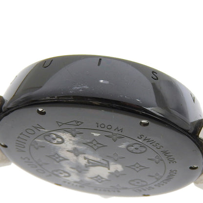 Louis Vuitton Tambour Gmt Watch Q113K Stainless Steel X Rubber Automatic Black Dial