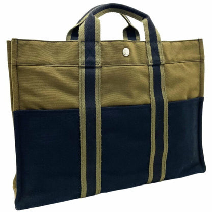 Hermes Tote Bag Foule Mm Canvas Khaki Green Black Hermes Bicolor Handbag