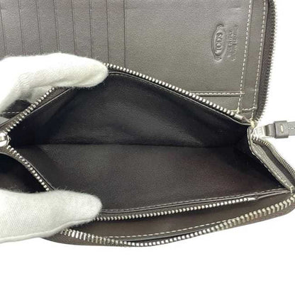 Tod'S Round Long Wallet Ec-23930 Brown Leather