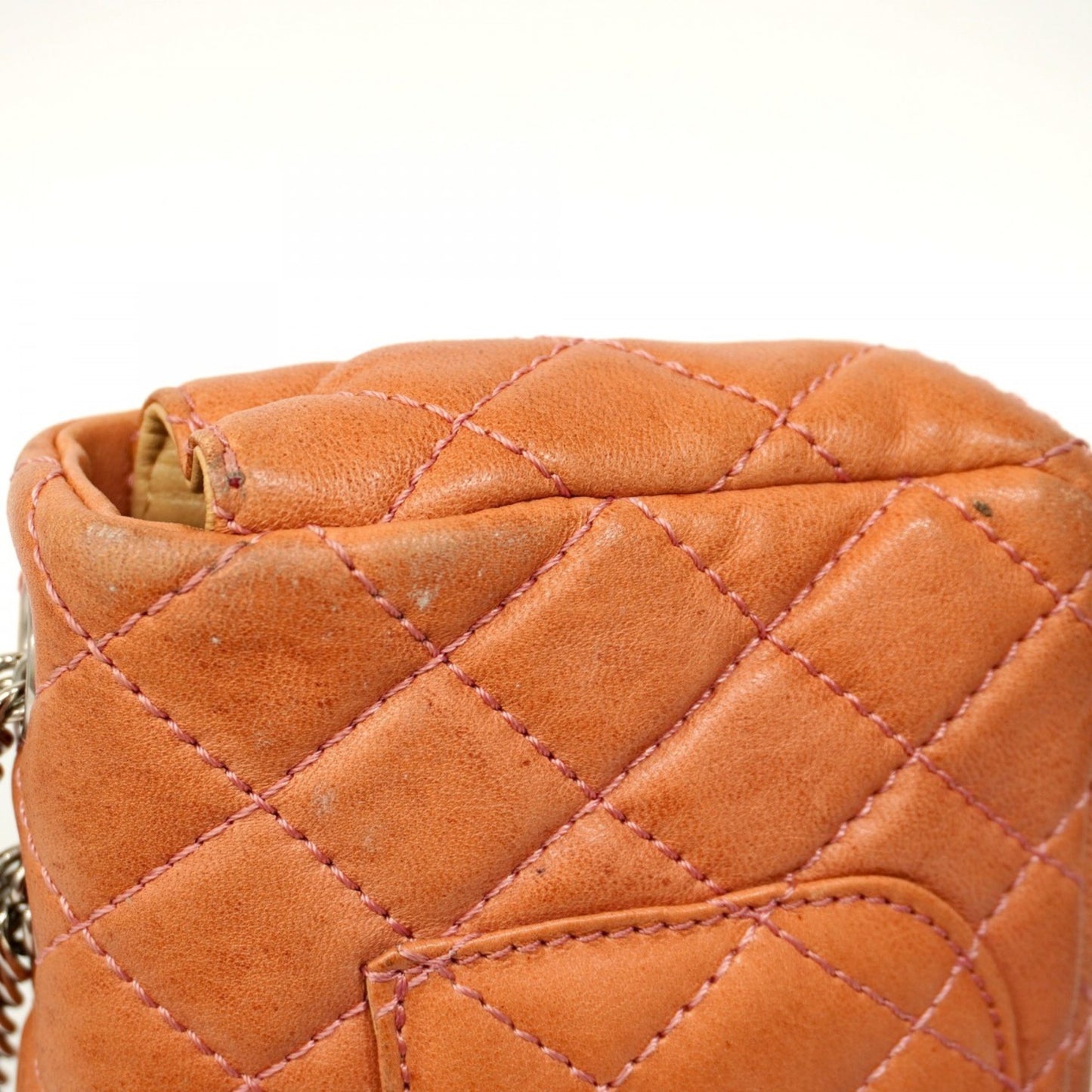 Chanel Shoulder Bag Matelasse W Chain Lambskin Pink