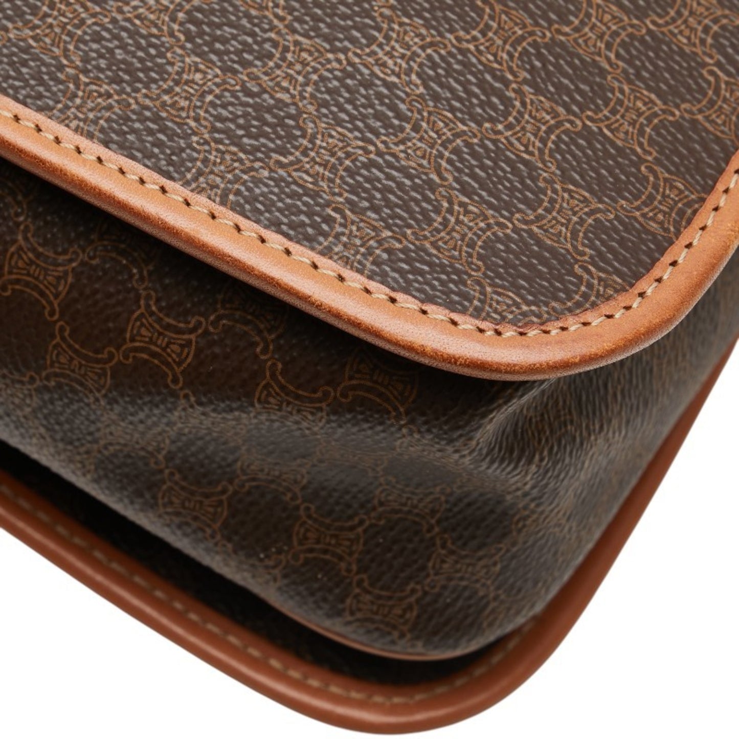 Celine Macadam Crossbody Shoulder Bag In Brown Leather