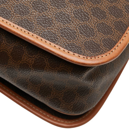 Celine Macadam Crossbody Shoulder Bag In Brown Leather