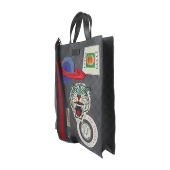 Gucci Gucci Gg Supreme Tote Bag 495559 Pvc Leather Gray Multicolor 2Way Shoulder Patch
