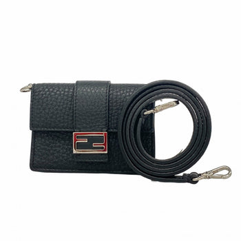 Fendi Pochette Micro Flat Bucket Leather Black