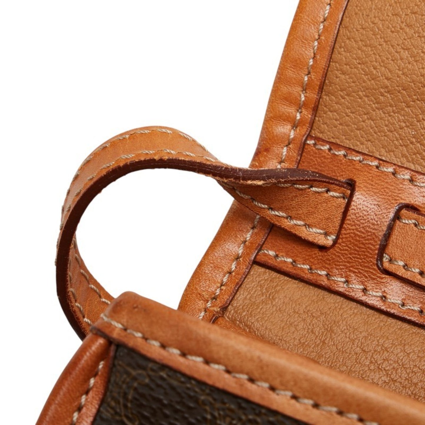 Celine Macadam Shoulder Bag Brown Leather