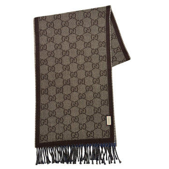 Gucci Reversible Gg Pattern Jacquard Wool Scarf In Blue
