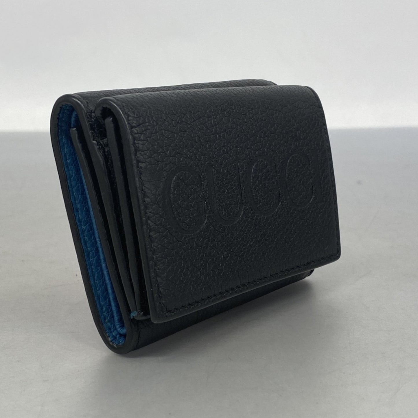 Gucci Tri-Fold Wallet Leather Black Blue