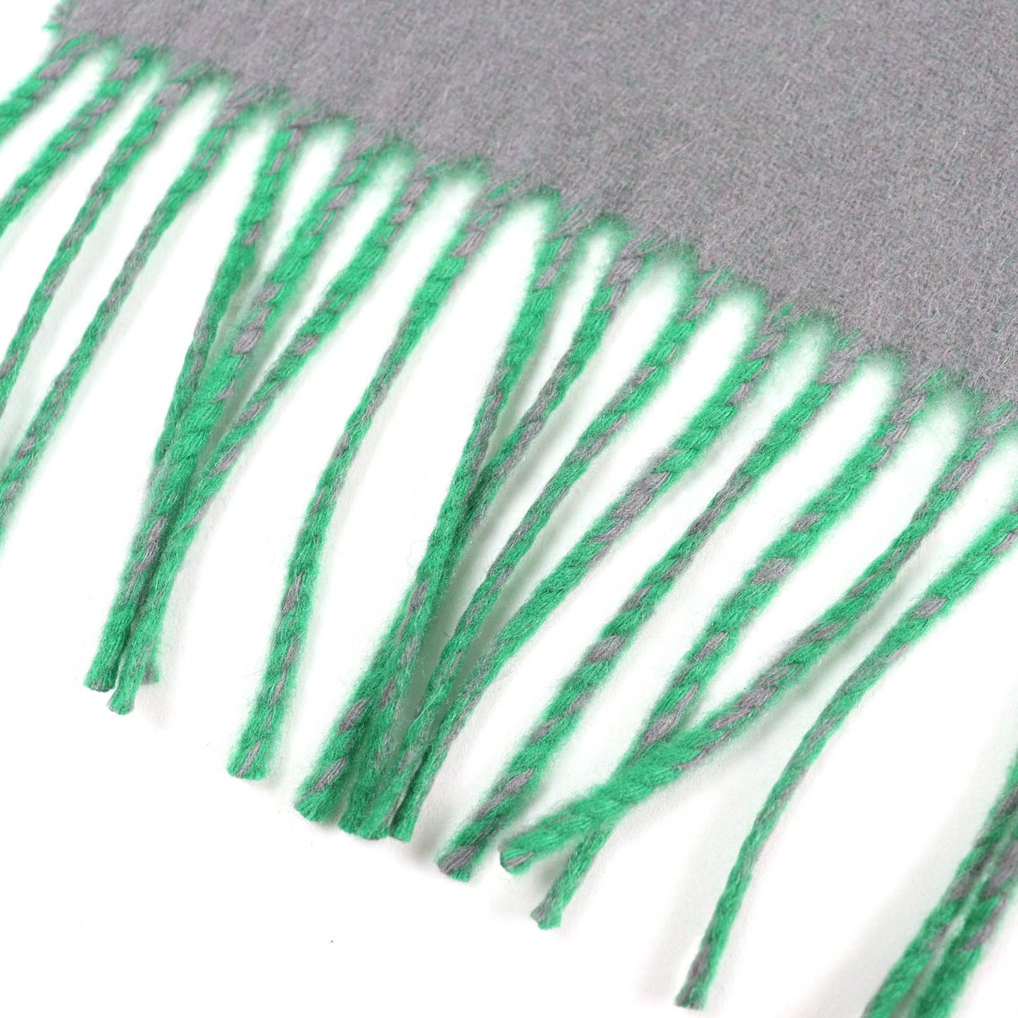 Hermes 100% Cashmere Logo Embroidered Two-Tone Fringed Large Shawl/Stole/Scarf