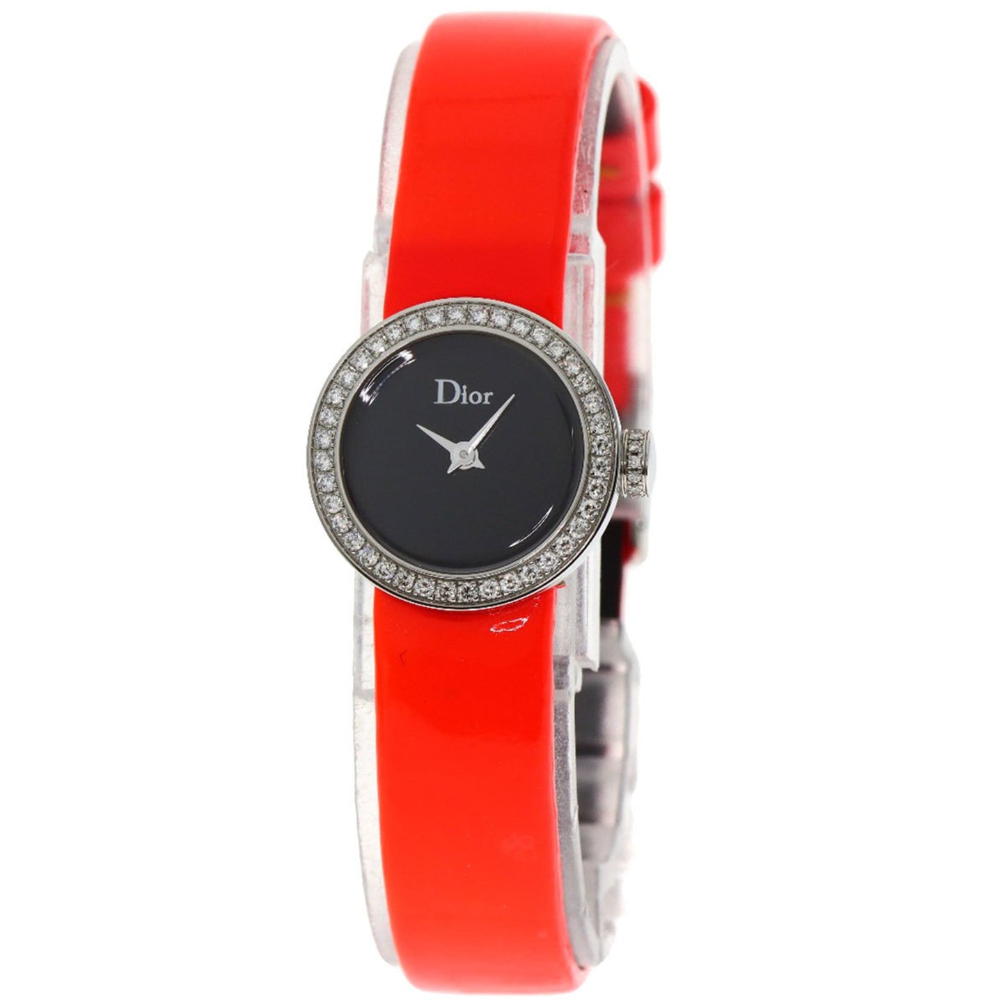 Christian Dior Cd040110 La Mini D Deux Diamond Watch In Stainless Steel/Leather