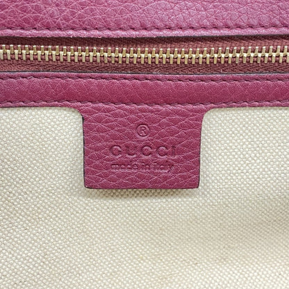 Gucci New Bamboo Handbag 254884 Leather Bordeaux Champagne 2-Way Bag