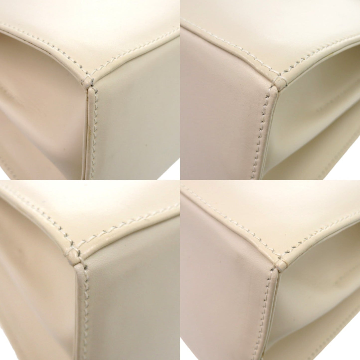 Salvatore Ferragamo Gancini O212193 Leather White 2-Way Handbag 0278