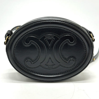 Celine Triomphe Oval Purse Cuir Crossbody Shoulder Bag In Black Leather