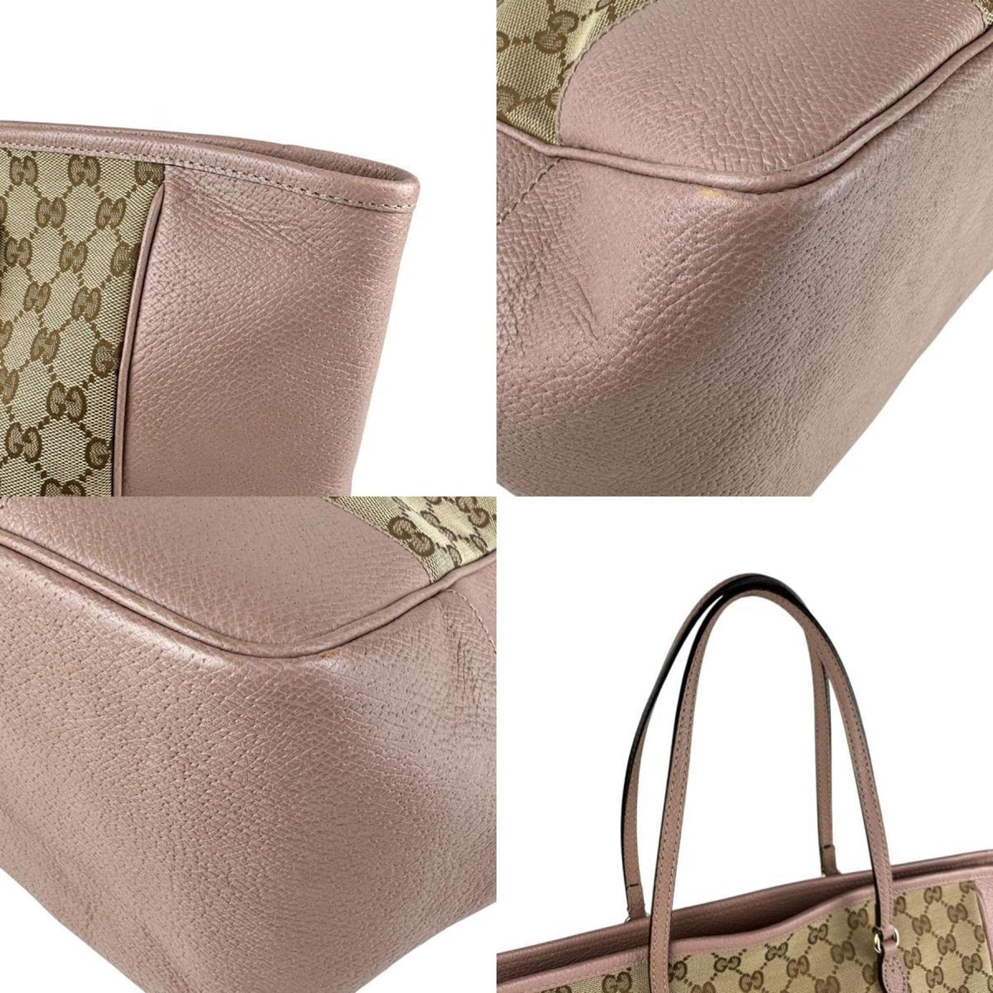 Gucci Handbag Gg Canvas Leather Pink X Brown