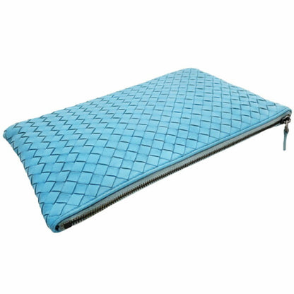 Bottega Veneta Pouch Intrecciato Clutch Bag Leather Light Blue Bottega Veneta Mesh Second Multi