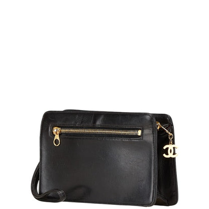 Chanel Coco Mark Clutch Bag Black Lambskin