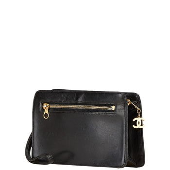 Chanel Coco Mark Clutch Bag Black Lambskin
