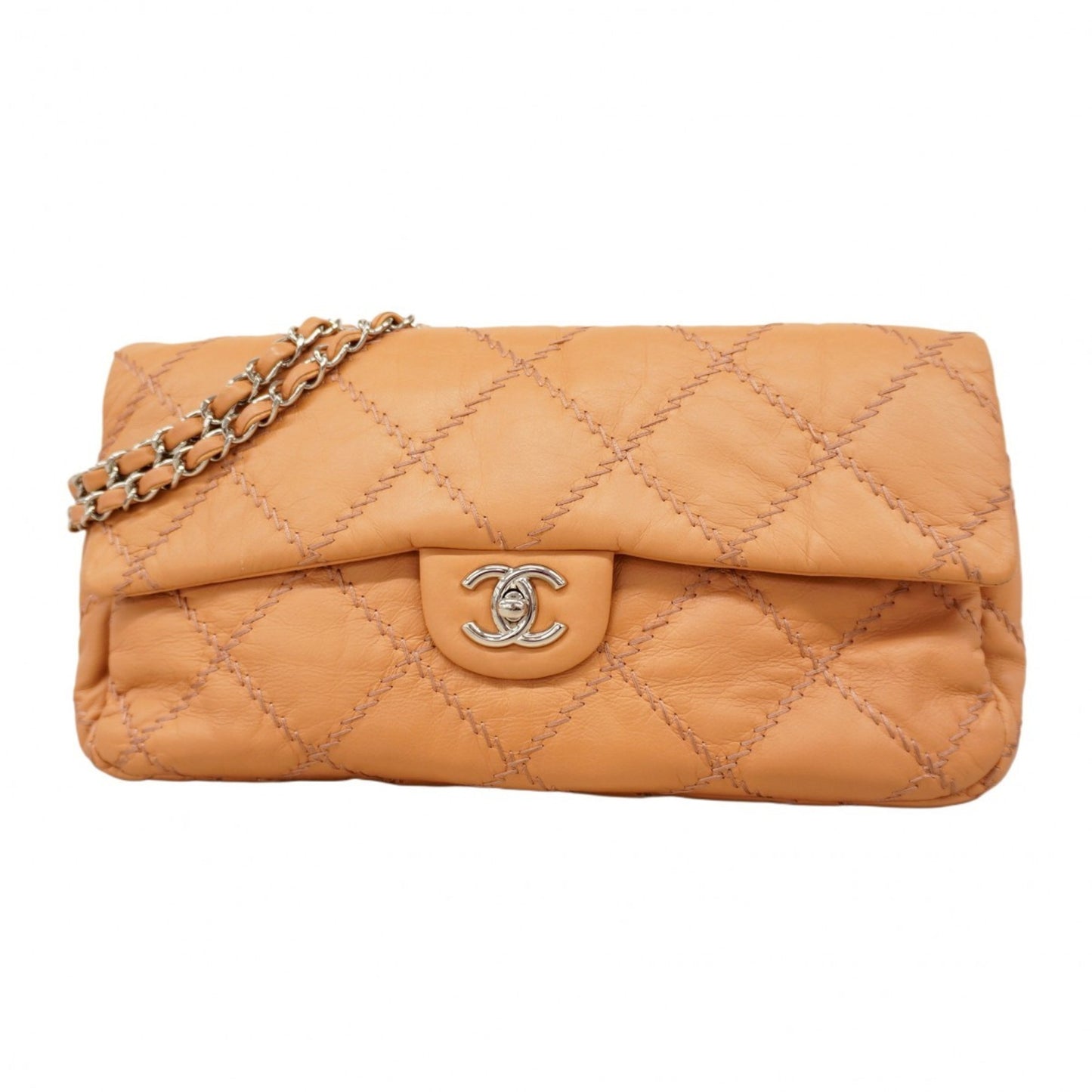 Chanel Shoulder Bag W Chain Ultra Stitch Lambskin Light Brown