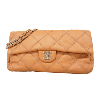 Chanel Shoulder Bag W Chain Ultra Stitch Lambskin Light Brown