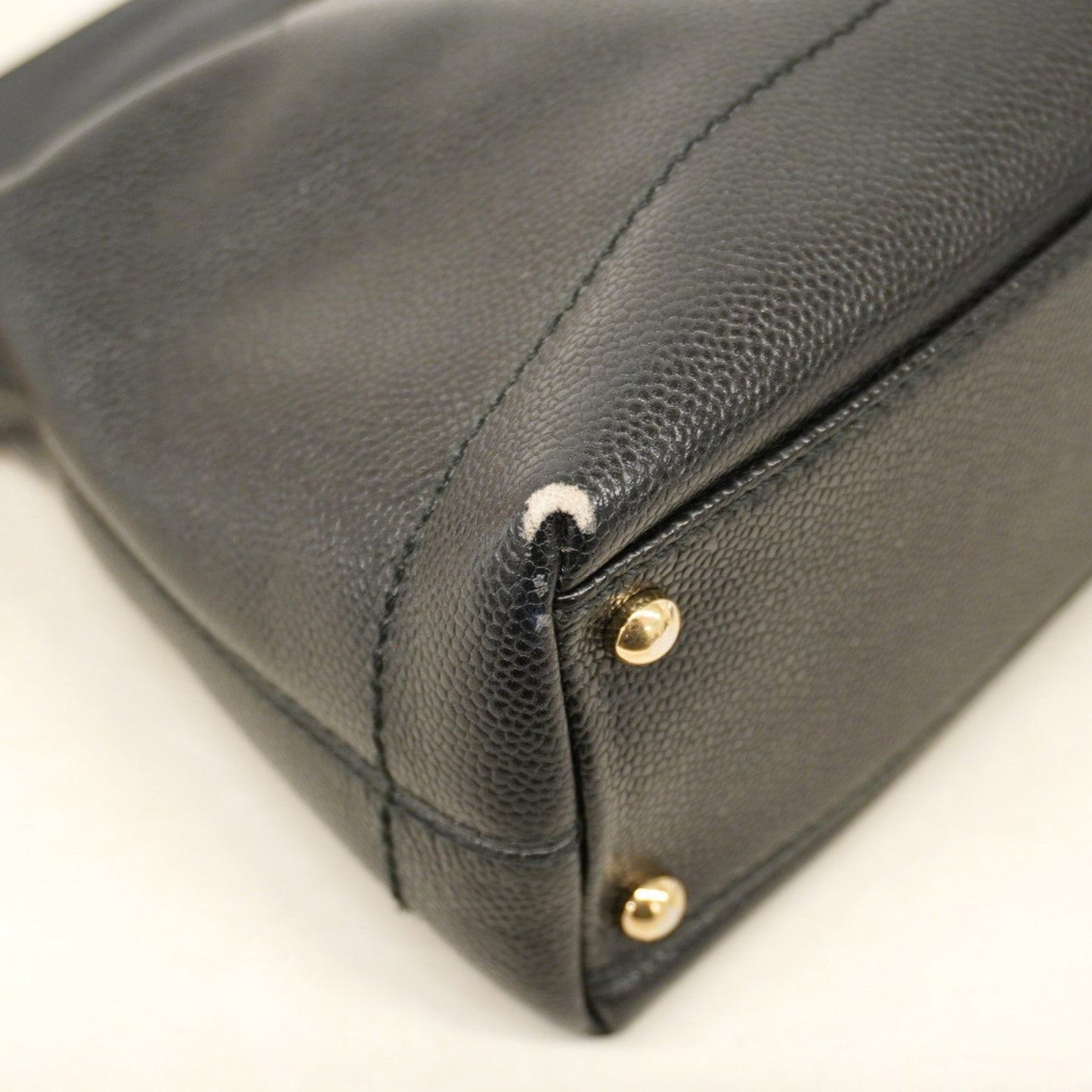 Chanel Shoulder Bag Caviar Skin Black Champagne