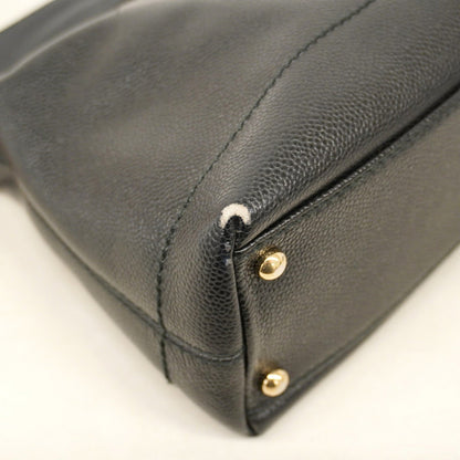 Chanel Shoulder Bag Caviar Skin Black Champagne