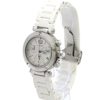 Cartier Pasha Seatimer Steel Quartz Mid Size Watch W3140005 Polished