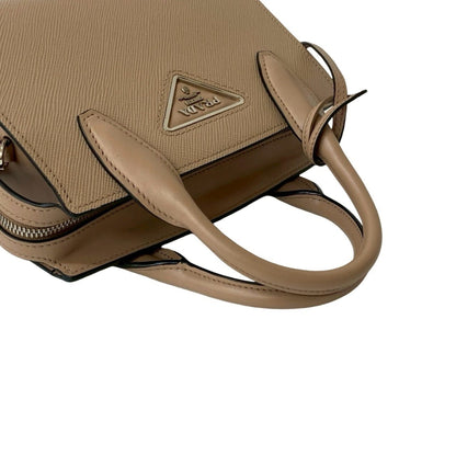 Prada Kristen Triangle Logo Hardware Saffiano Leather 2-Way Handbag/Shoulder Bag Beige 45339