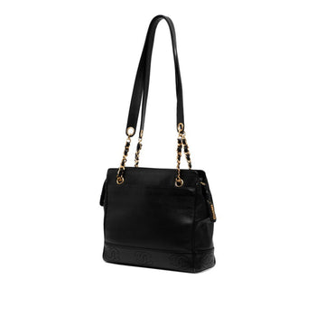 Chanel Triple Coco Mark Chain Tote Bag In Black Caviar Skin