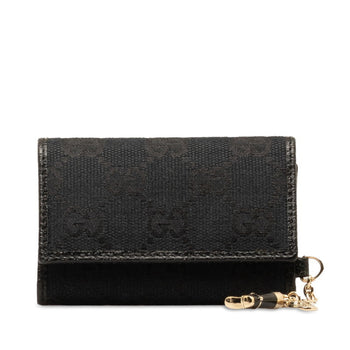 Gucci Gg Canvas 6-Ring Key Case 154184 Black Leather