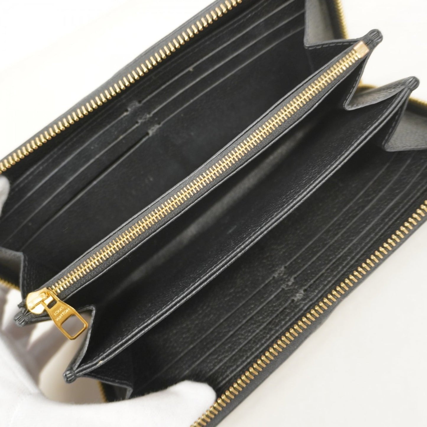 Louis Vuitton Monogram Empreinte Two-Tone Zippy Wallet M80481 Black/Beige