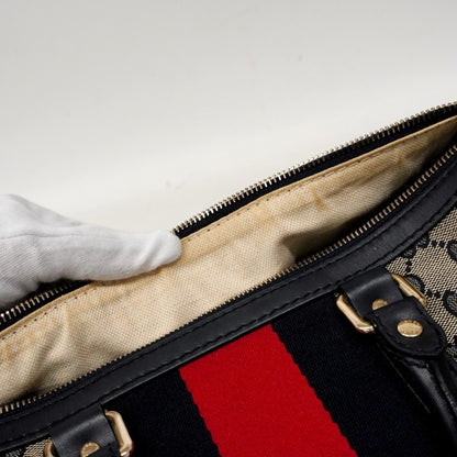 Gucci Gg Canvas Handbag 247205 Navy Champagne 2-Way Bag