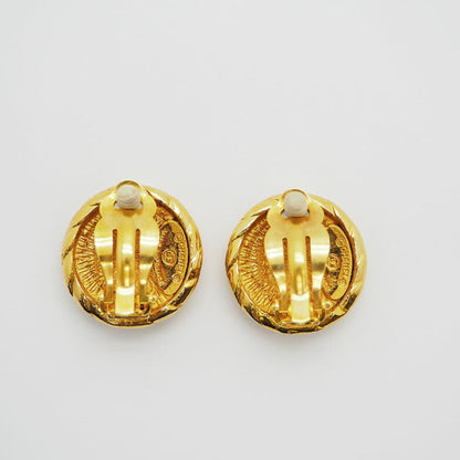 Chanel Round Coco Mark Earrings Gold Medium Size