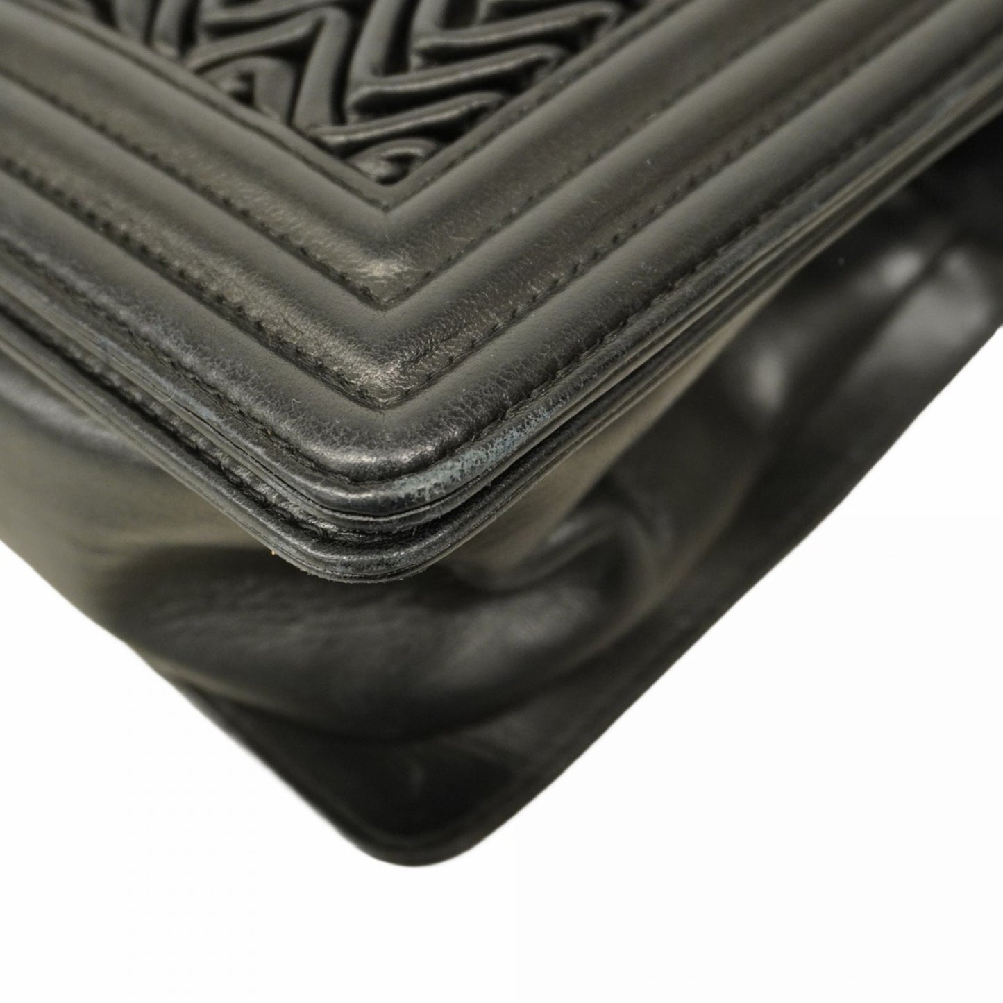 Chanel Shoulder Bag Boy Chain Leather Black