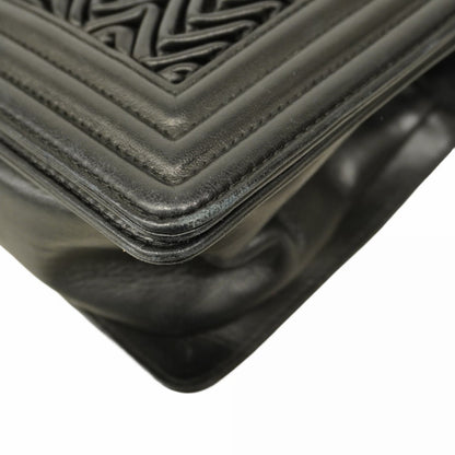 Chanel Shoulder Bag Boy Chain Leather Black