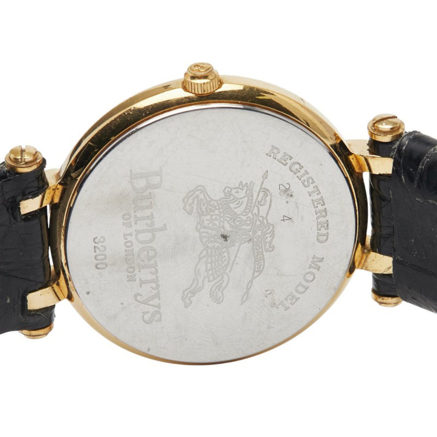 Burberry Logo Shadow Horse Watch 3200 Quartz White Dial Stainless Steel Leather