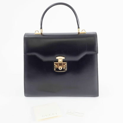 Gucci Old Ladylock Bag In Black Leather