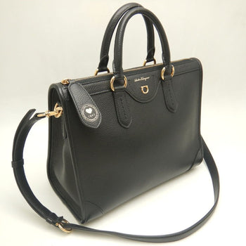 Salvatore Ferragamo 21-1378 Tote Bag Gancini Calf Black 252840