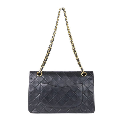 Chanel Chanel Matelasse 25 Double Flap Coco Mark Lambskin Quilted Shoulder Bag Black