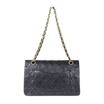 Chanel Chanel Matelasse 25 Double Flap Coco Mark Lambskin Quilted Shoulder Bag Black