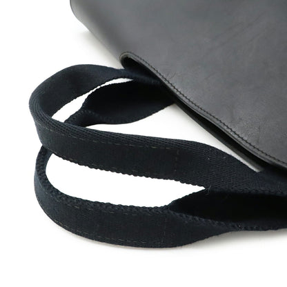 Hermes Valparaiso Mm Handbag Tote Bag In Toile Chevron Leather Black.