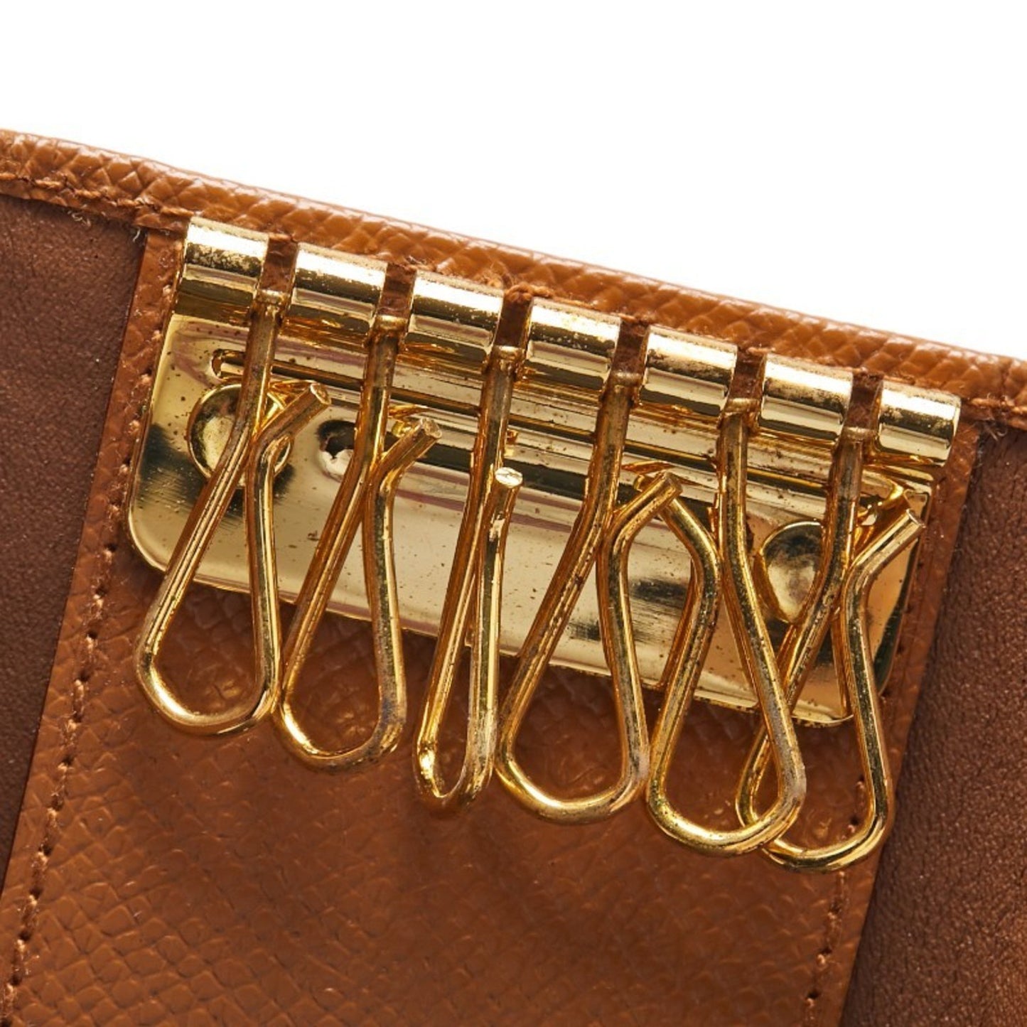 Bvlgari Long 6-Ring Key Case Brown Leather
