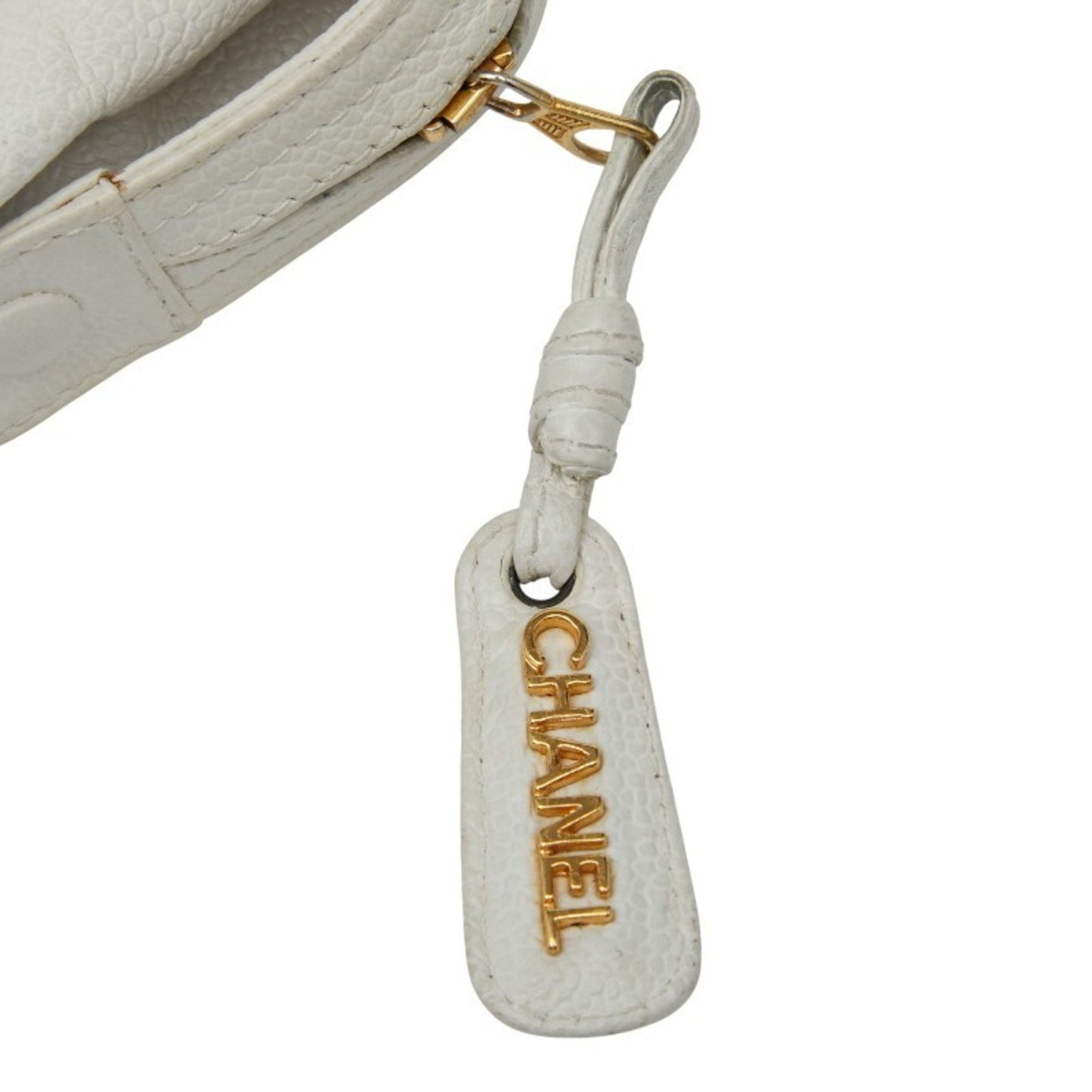 Chanel Triple Coco Mark Chain Shoulder Bag In White Caviar Skin