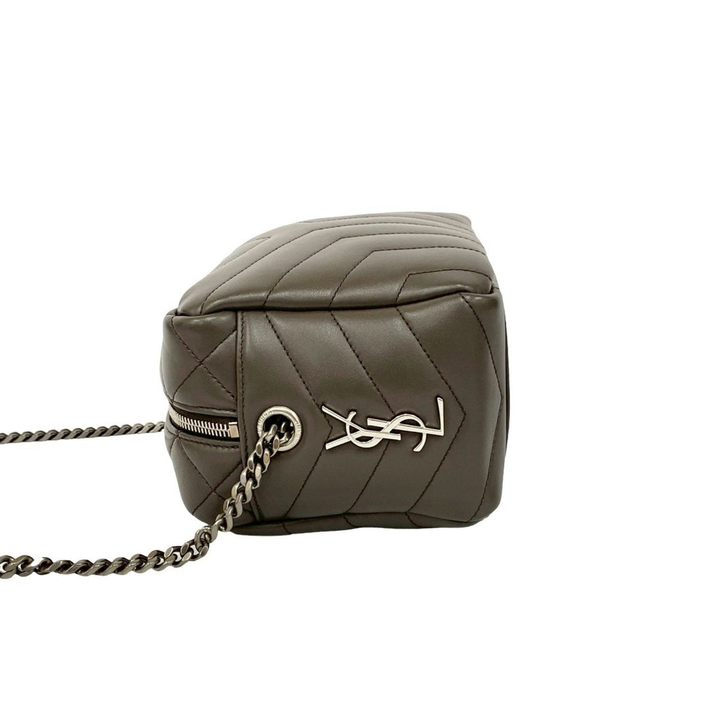 Yves Saint Laurent Saint Laurent Paris Lulu Ysl Logo Leather Chain Shoulder Bag Gray 91106