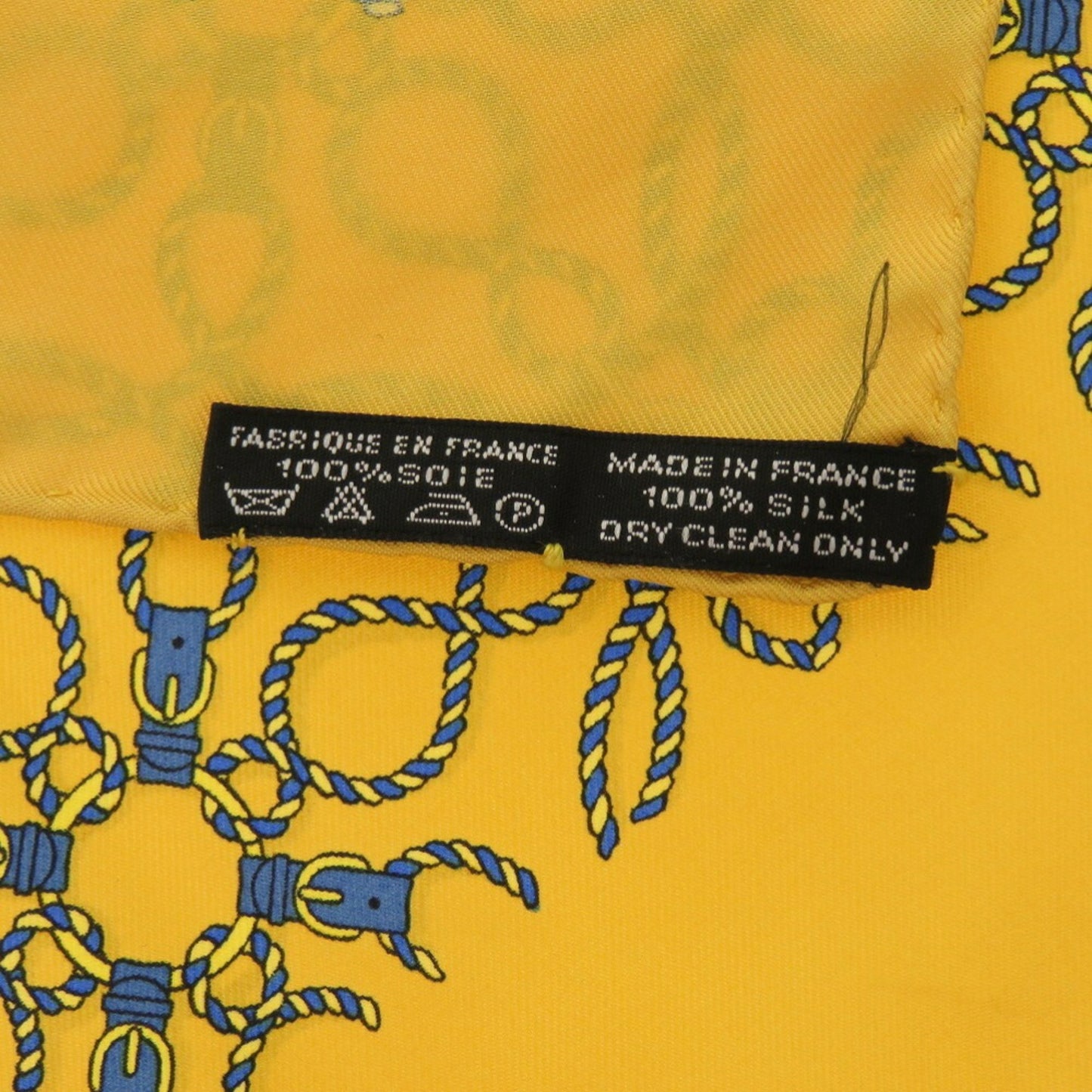 Hermes Petit Carr Rope Pattern Silk Yellow 0189 Scarf Muffler Hermes