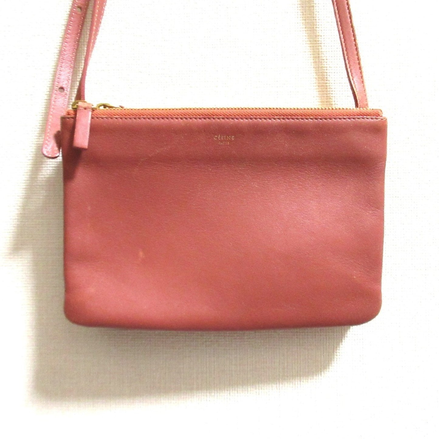 Celine Trio Small Shoulder Bag In Pink Brown