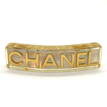 Chanel Barrette Hair Clip Plastic 97P Engraved Clear Hologram Prism