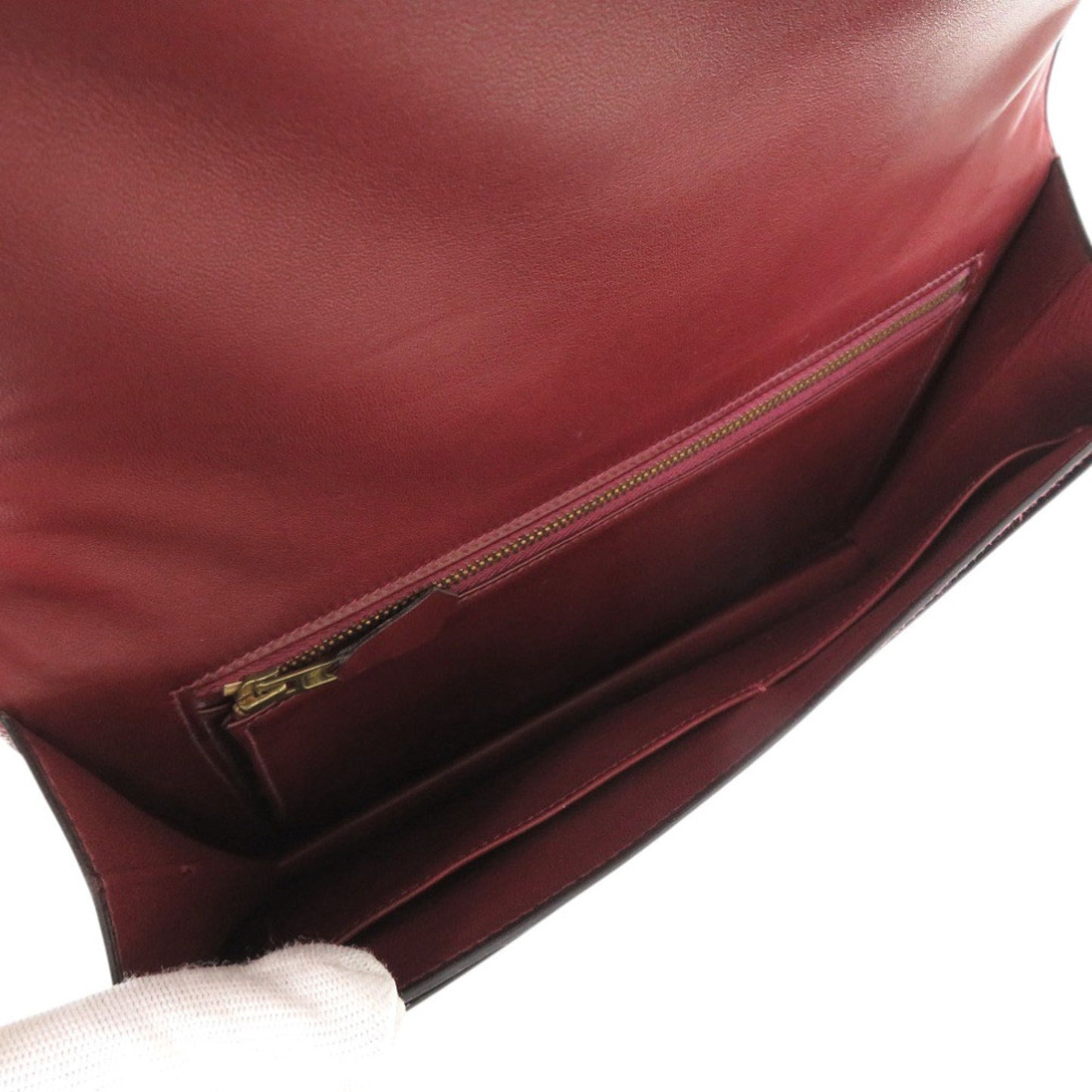 Herms Vintage Braided Strap Box Calf Rouge H Shoulder Bag With ?M Stamp