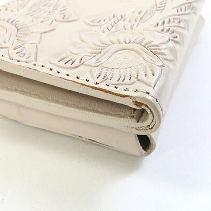 Grace Continental Shoulder Bag Carving Stripes Mobile Wallet Ecru Leather Smartphone
